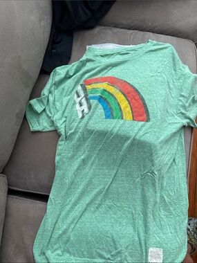 Original Retro Brand Mint Green Kids Short Sleeve Tee with Rainbow Graphic